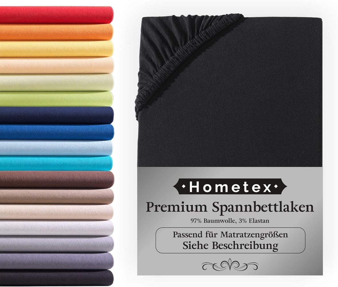 Hometex Premium Textiles Spannbettlaken Premium Boxspringbett Spannbetttuch ideal für Wasserbett und Matratzen, Jersey, Gummizug: Rundumgummizug, Spannbettlaken Premium Qualität 190 g/m², Gekämmte Baumwolle Bild 1