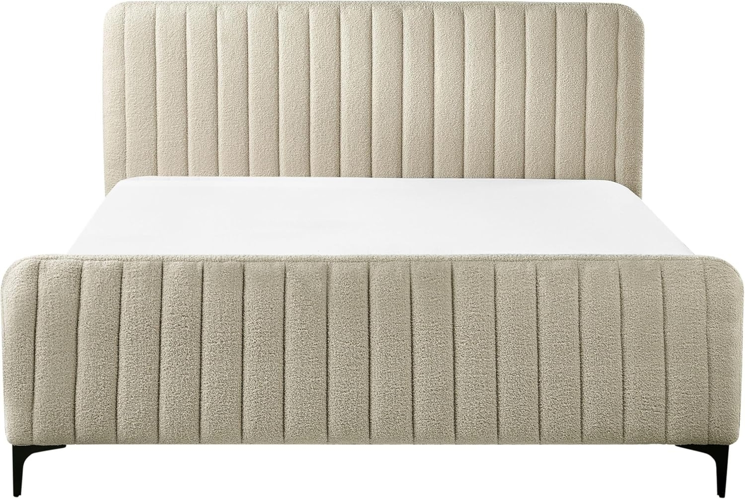 Bett mit Lattenrost Bouclé LUNAN 160 x 200 cm Beige Bild 1