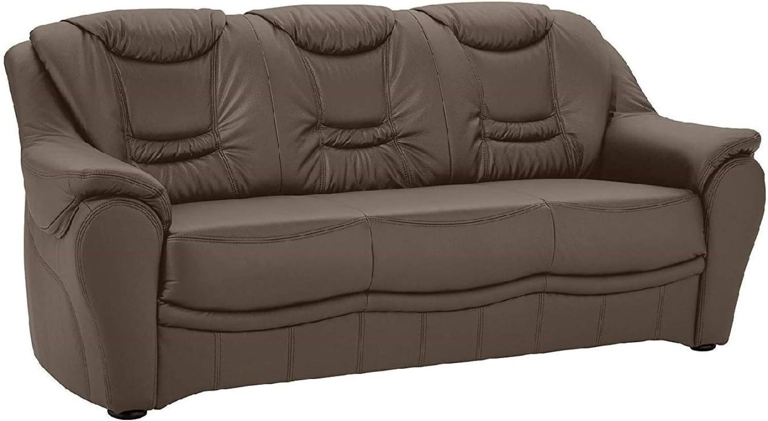 Cavadore 3-Sitzer Bansa mit Federkern / Polstercouch in Leder / 198 x 94 x 95 / Echtleder Graubraun Bild 1