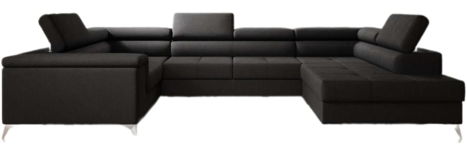 Designer Sofa Torino mit Schlaf- und Klappfunktion Stoff Schwarz Rechts Bild 1