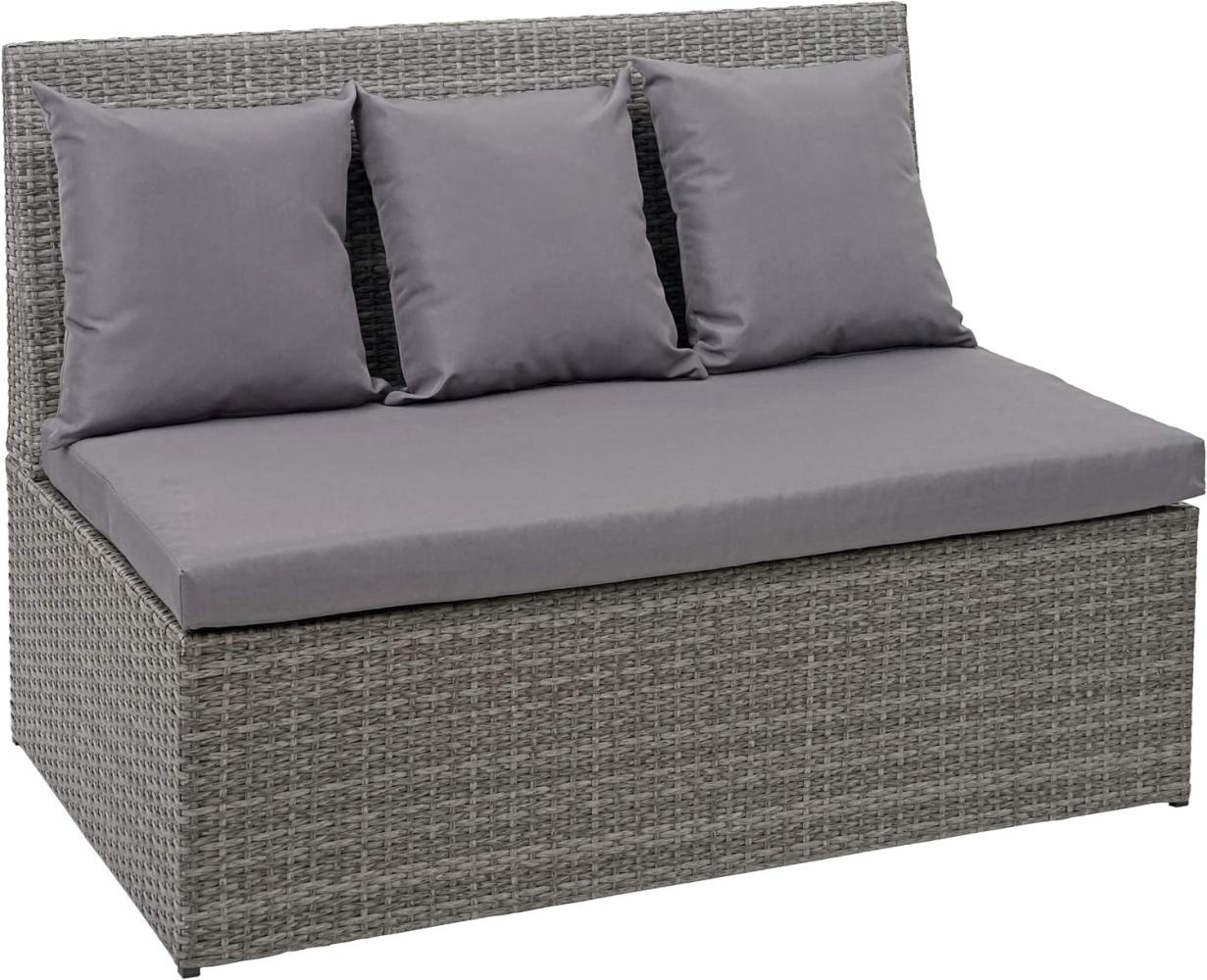 Poly-Rattan 2er Sofa HWC-G16, Lounge-Gartenbank Sitzbank Sessel, Gastronomie 120cm ~ grau, Kissen dunkelgrau Bild 1