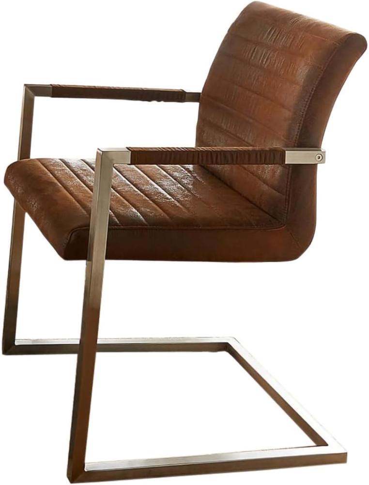 Freischwinger Earnest Quersteppung Braun Vintage Gestell Edelstahl Bild 1