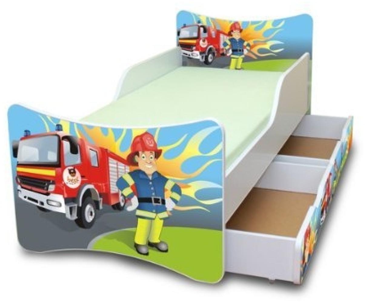 Best for Kids 'Feuerwehr' Kinderbett inkl. Schaummatratze und zwei Schubladen 90x200 cm Bild 1