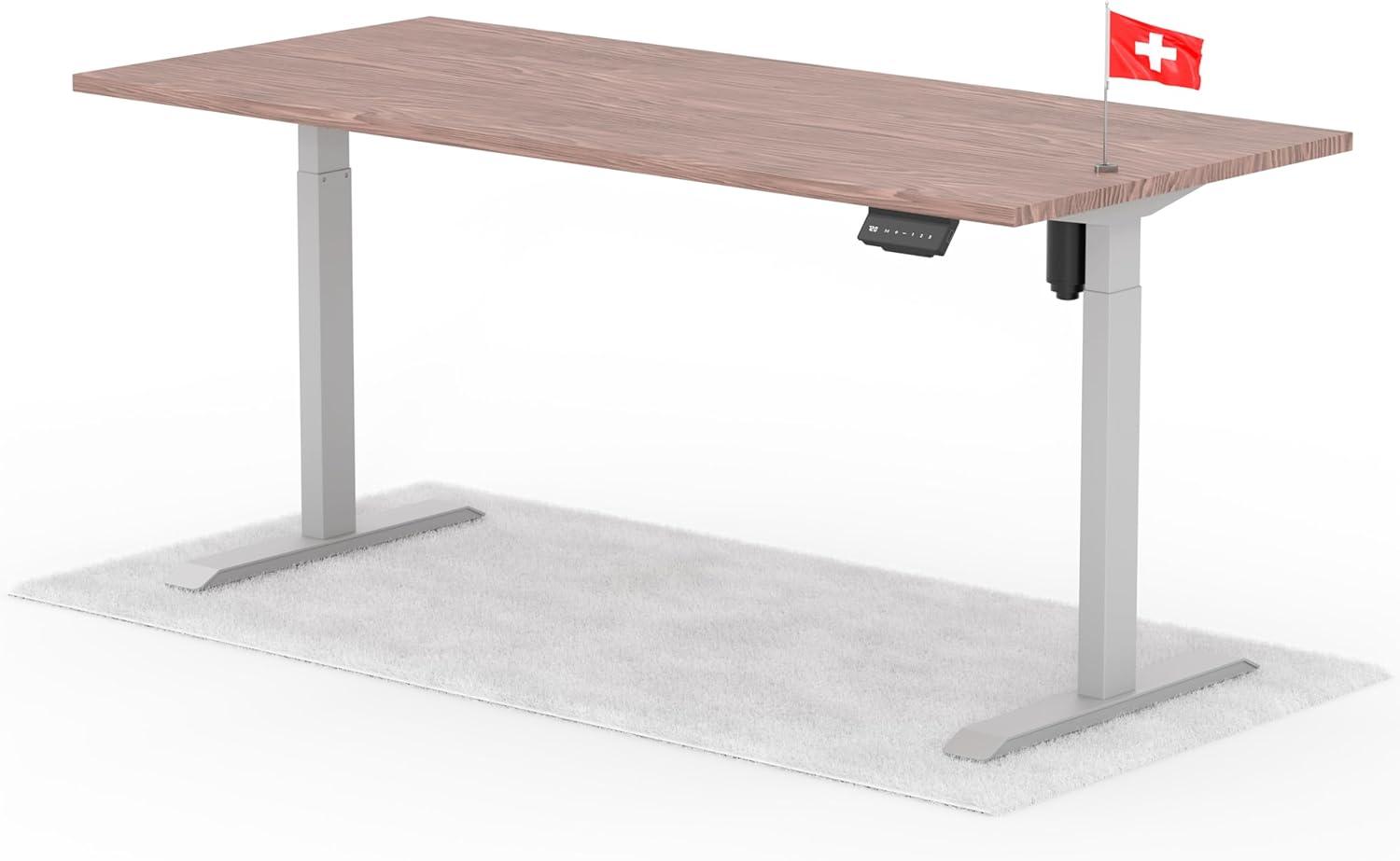 elektrisch höhenverstellbarer Schreibtisch ECO 180 x 80 cm - Gestell Grau, Platte Walnuss Bild 1