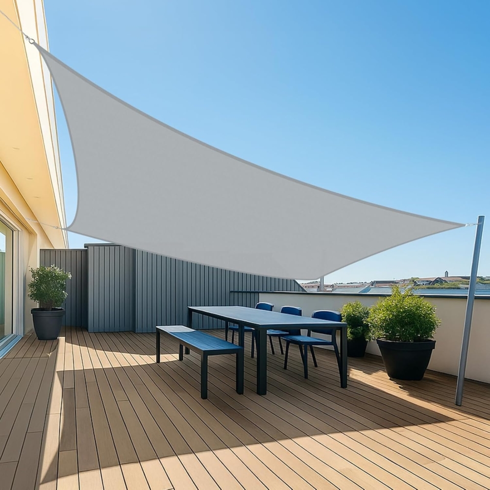 UMI Sonnensegel Wasserdicht 3x4 m Rechteckig Sonnenschutz Wetterschutz PES Polyester Segel Baldachin 95% UV Schutz mit Seilen für Garten Balkon Terrasse- Hellgrau Bild 1