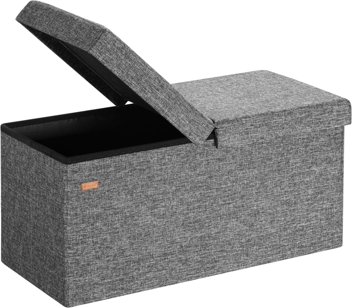 Sitztruhe faltbar Aufbewahrungsbox Truhenbank Sitzbank Sitzhocker Truhe Bank grau Bild 1