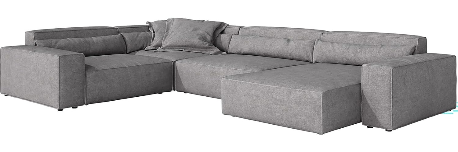 Wohnlandschaft Sirpio XL 360x260 cm Mikrofaser Grau Recamiere variabel Bild 1