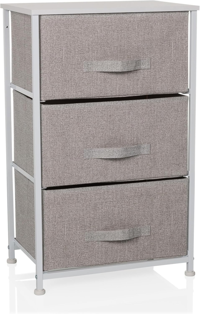hjh LIVING Kommode mit 3 Stoffschubladen FOLDRESS M 73 x 45 x 30 cm Schubladenkommode Organizer, höhenverstellbare Fußgleiter, Metall-Gestell, Grau Bild 1