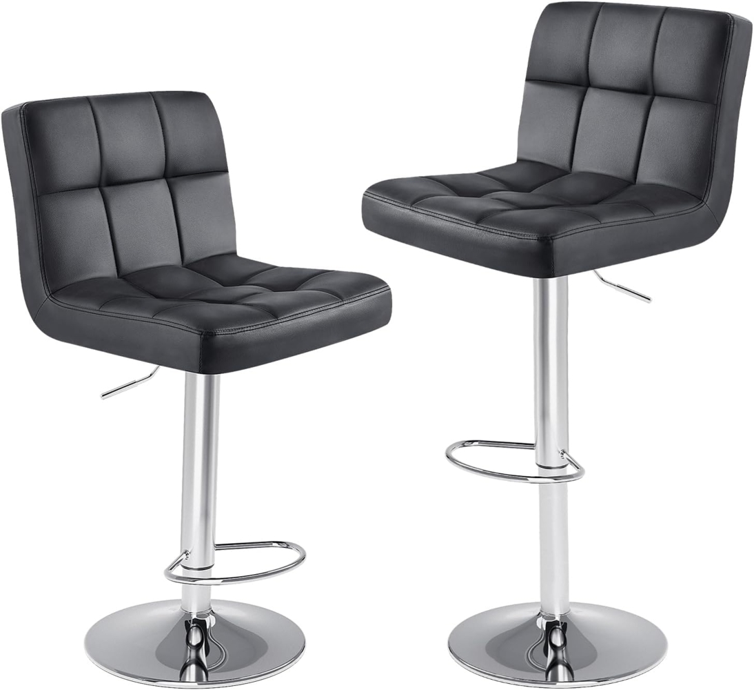 DUMOS barhocker 2er Set, moderner Stil barstuhl höhenverstellbar 60-80 cm, Metallbeine bar hocker, hocker küche, hoch barhocker mit lehne, geeignet für Bar, Küche und Wohnzimmer bar Stool (Schwarz) Bild 1