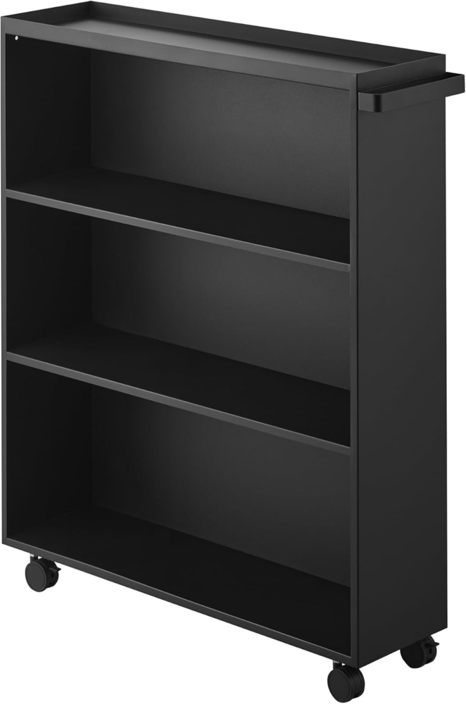 Yamazaki 1486 Tower Bücherwagen, schwarz, Stahl/Nylon, minimalistisch, 15,6 x 59 x 70 cm Bild 1