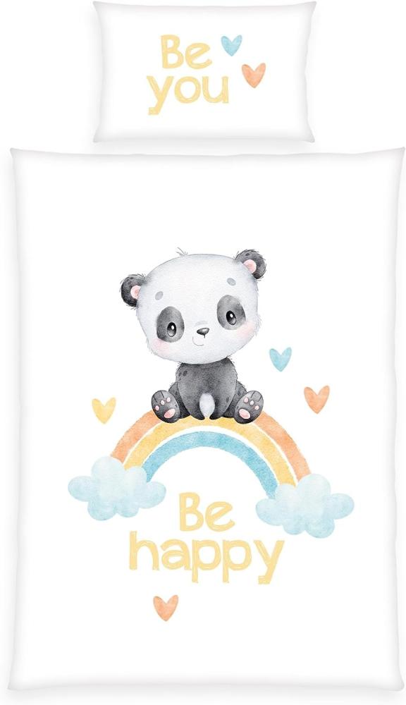 Herding Baby Bettwäsche Panda Regenbogen 100x135cm 40x60cm Bild 1