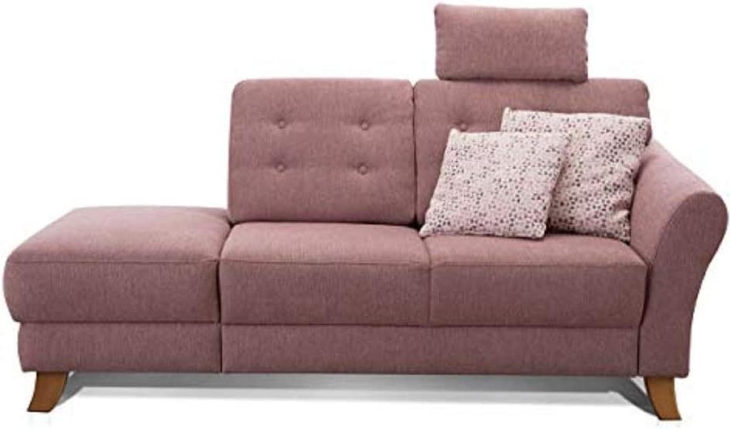 Cavadore Recamiere Trond mit Federkern / Modernes Sofa im Landhausstil mit Armteil rechts / Inkl. Kopfstütze und Rückenkissen / 194 x 89 x 92 / Flachgewebe rosa Bild 1