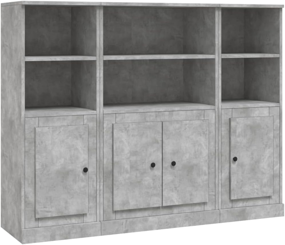 vidaXL Highboards 3 Stk. Betongrau Holzwerkstoff 3185307 Bild 1