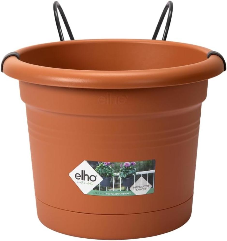 Elho Blumentopf + Halter Green Basics Ø 20 x 18,5 cm mild tonrot Bild 1