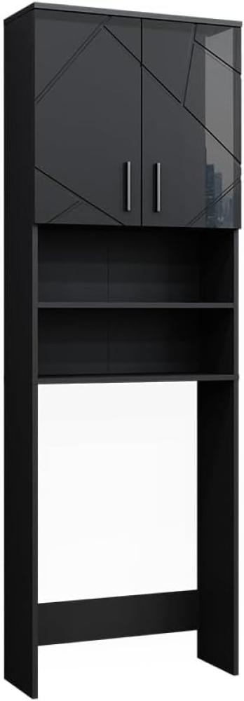 Vicco Waschmaschinenschrank Irma Anthrazit Hochglanz 64 x 191 cm Badezimmer Bild 1