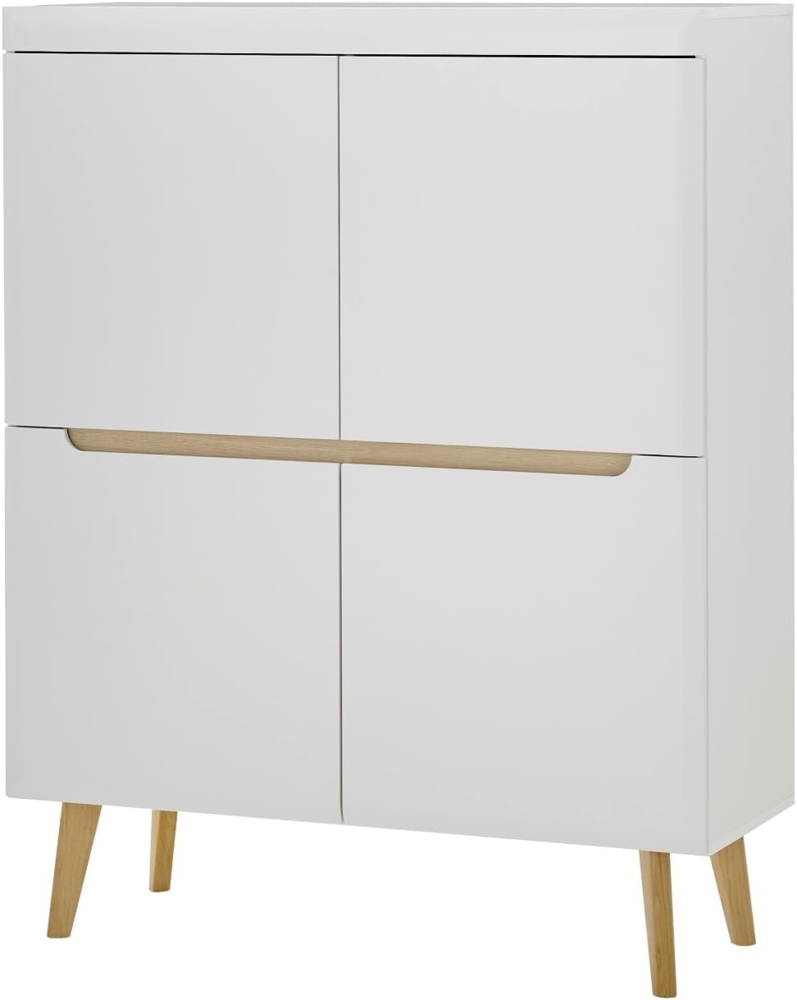 Highboard Isgard in weiß und Eiche 107 x 134 cm Bild 1
