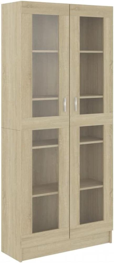 vidaXL Vitrinenschrank Bücherschrank Aktenschrank Büroschrank Vitrine Schrank Bücherregal Standvitrine Sonoma-Eiche 82,5x30,5x185,5cm Spanplatte Bild 1