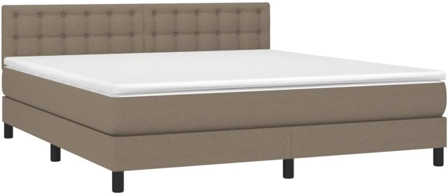 vidaXL Boxspringbett mit Matratze & LED Taupe 160x200 cm Stoff 3133489 Bild 1