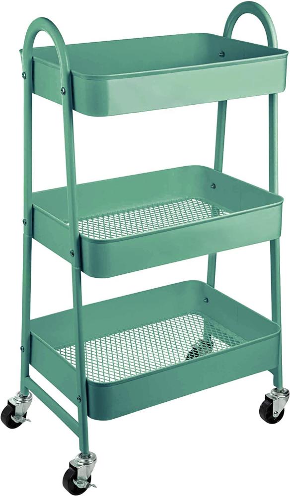 ONVAYA® Servierwagen Silvio | Beistellwagen | mint | 30,5 x 45 x 77 cm | 3 Fächer | Multifunktionswagen | Transportwagen | Allzweckwagen | Küchentrolley | Nischenregal Bild 1