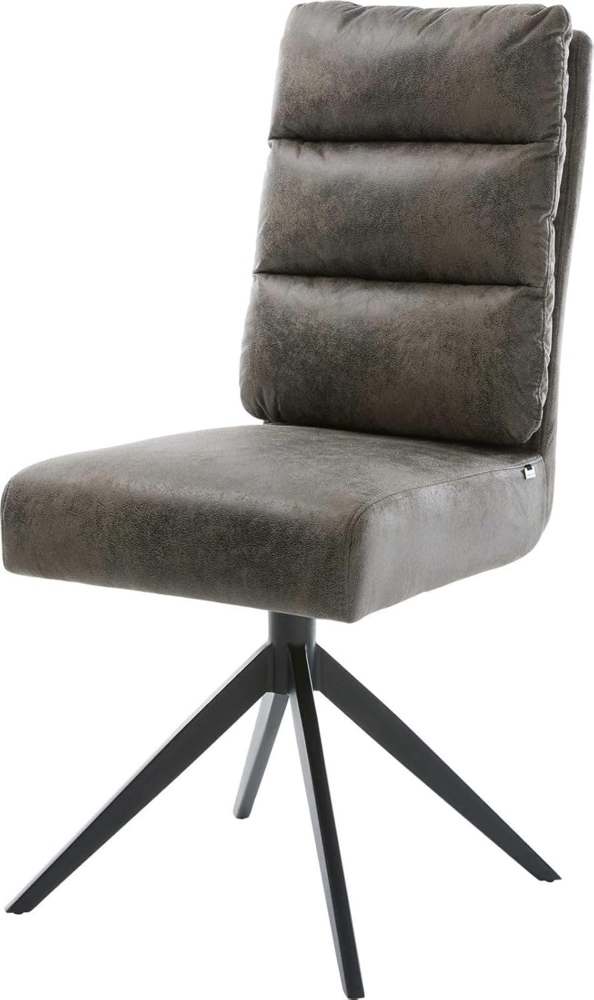 Drehstuhl Pela-Flex Mikrofaser Grau Antik Kreuzgestell breit Schwarz 360° drehbar Wippfunktion Taschenfederkern Bild 1