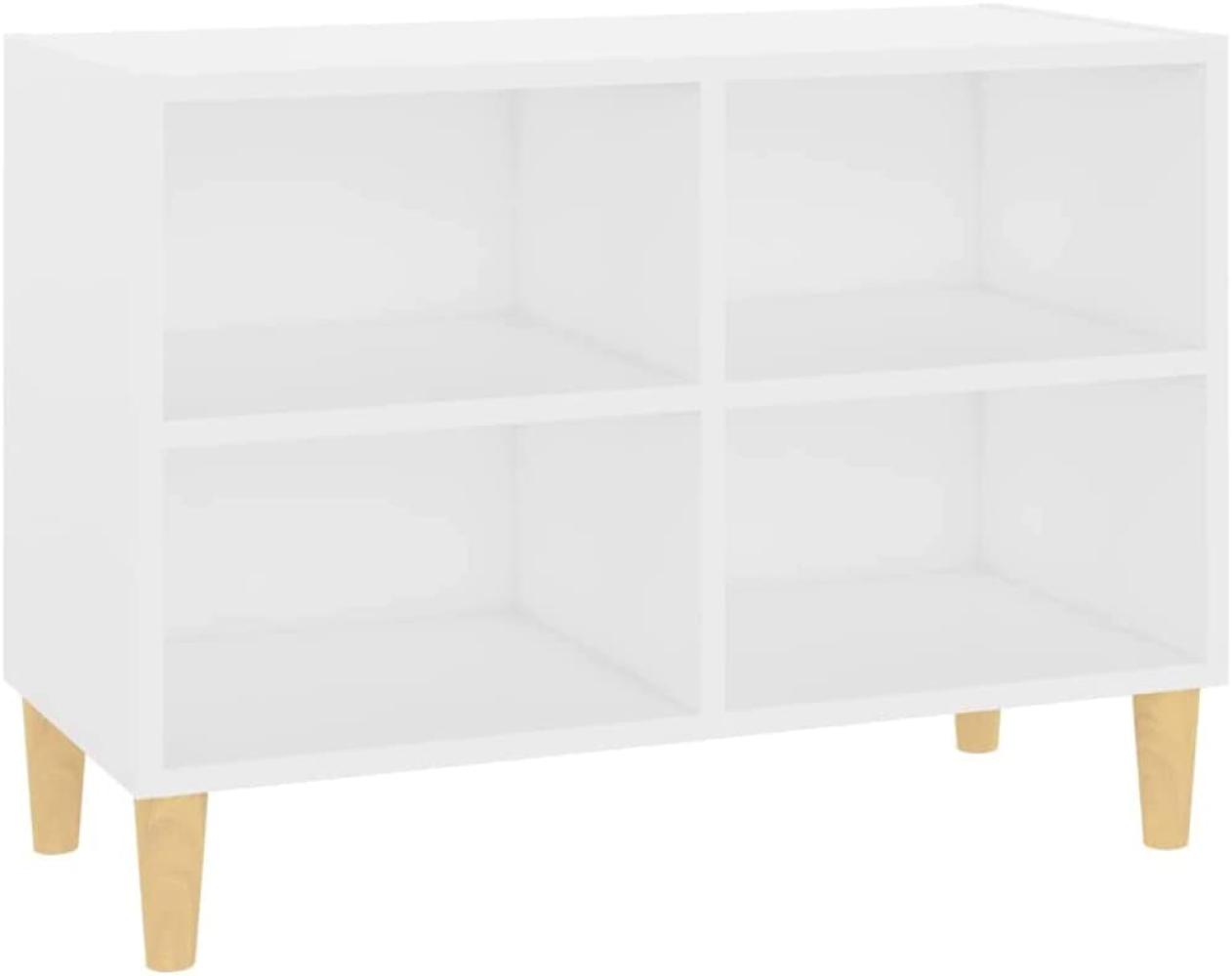 vidaXL TV Schrank mit Massivholz-Beinen Lowboard Fernsehschrank Fernsehtisch Sideboard HiFi-Schrank TV Möbel Tisch Board Weiß 69,5 x 30 x 50 cm Bild 1