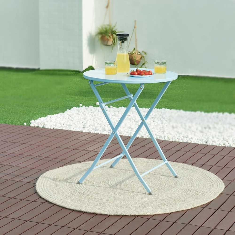 Klapptisch Sande Stahl 71xØ62 cm Himmelblau [en. casa] Bild 1