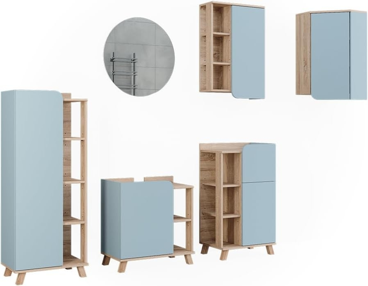 Badmöbel-Set Karen Sonoma/Blau 6 Teile Vicco Bild 1