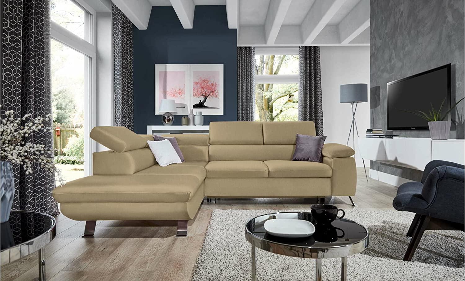 Stylefy Tiara Ecksofa Strukturstoff INARI Latte Links Bild 1