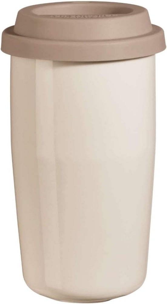 ASA Selection cup & go Thermobecher creme, Deckel braun, Isolierbecher, Trinkbecher, Porzellan / Silikon, Natur, 350 ml, 34711024 Bild 1
