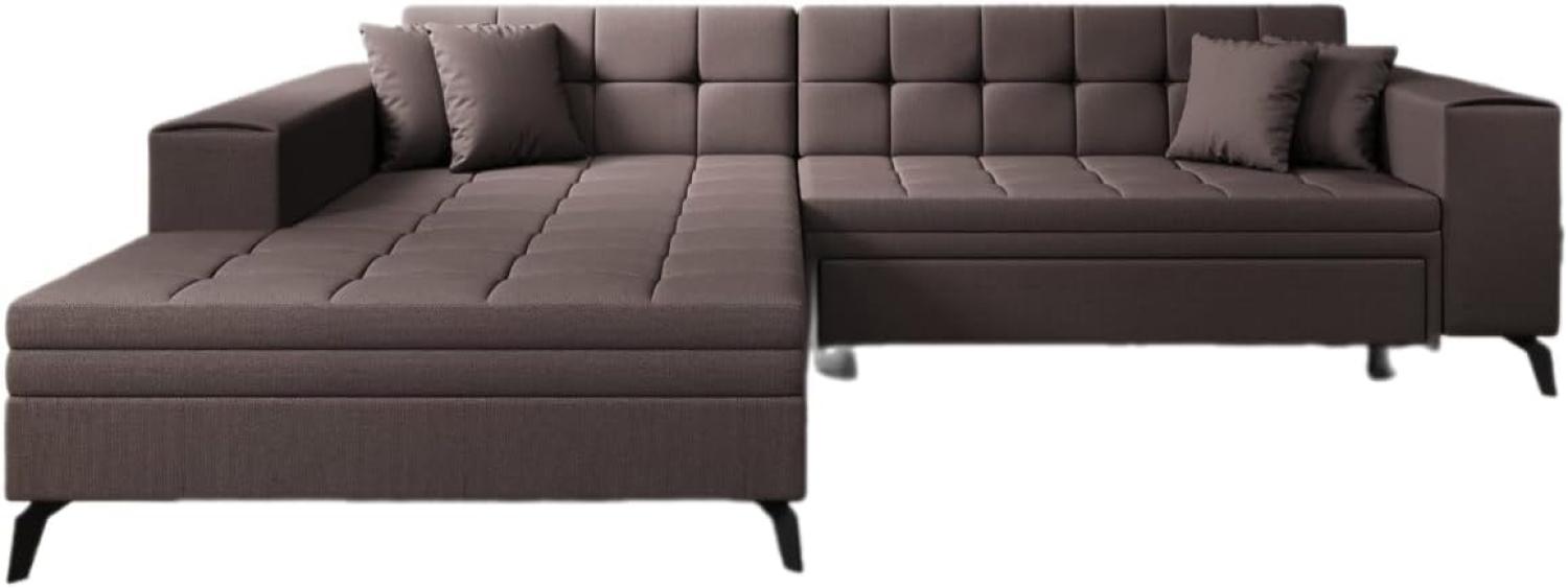 Designer Sofa Frida mit Schlaffunktion Stoff Dunkelbraun Links Bild 1