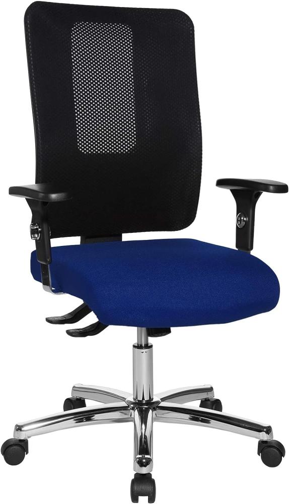 Topstar Open X (N) Chrom, ergonomischer Bürostuhl, Schreibtischstuhl, Stoffbezug, blau/schwarz Bild 1