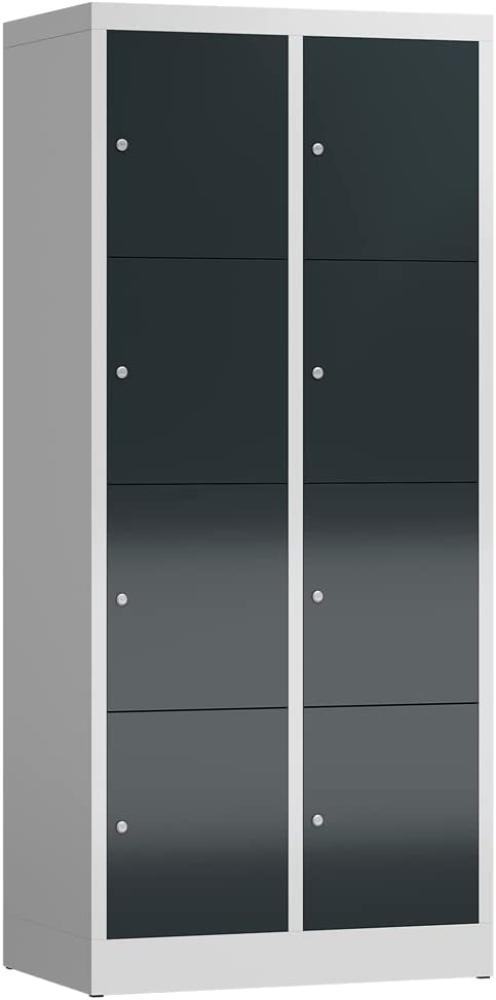 Schließfachschrank Fächerschrank 8 Fächer 1800 x 800 x 500 mm lichtgrau/anthrazit Bild 1