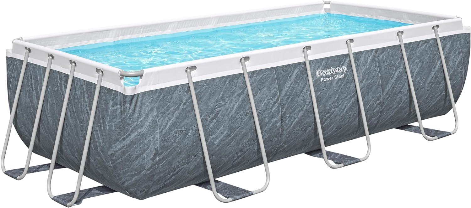 Power Steel™ Solo Pool ohne Zubehör 404 x 201 x 100 cm, Marmor-Optik (Schiefergrau), eckig Bild 1