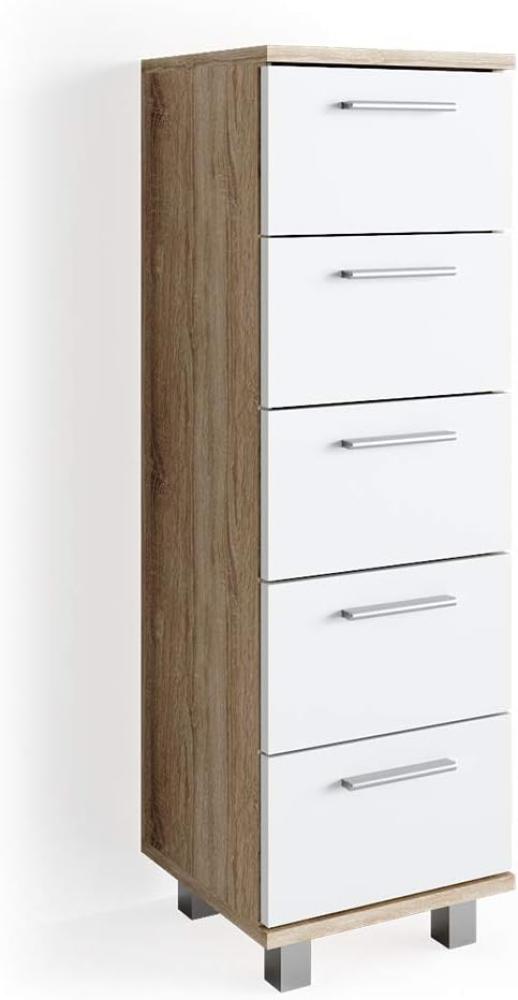 VICCO Badschrank ILIAS Weiß Sonoma Midischrank Bad Schrank Badregal Badezimmer Bild 1