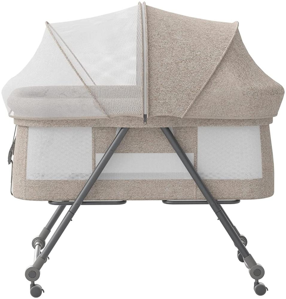 UBRAVOO Faltbares beistellbett Baby, Grab-and-go Baby Bett mit Matratze I Rollen I Reisetasche I Moskitonetz, Kinderreisebett I Kinderbett I Zustellbett für Neugeborene, Bravo Pro, Khaki Bild 1