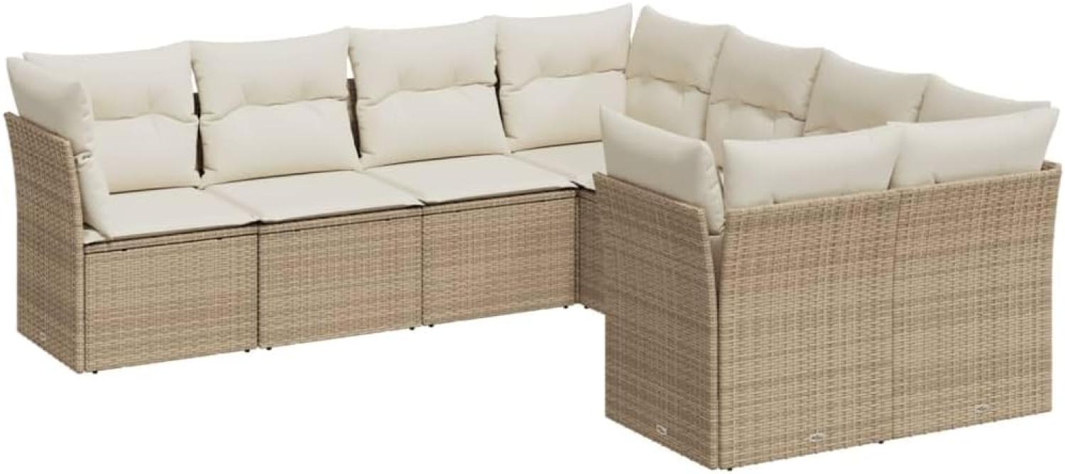 vidaXL 8-tlg. Garten-Sofagarnitur mit Kissen Beige Poly Rattan 3218588 Bild 1