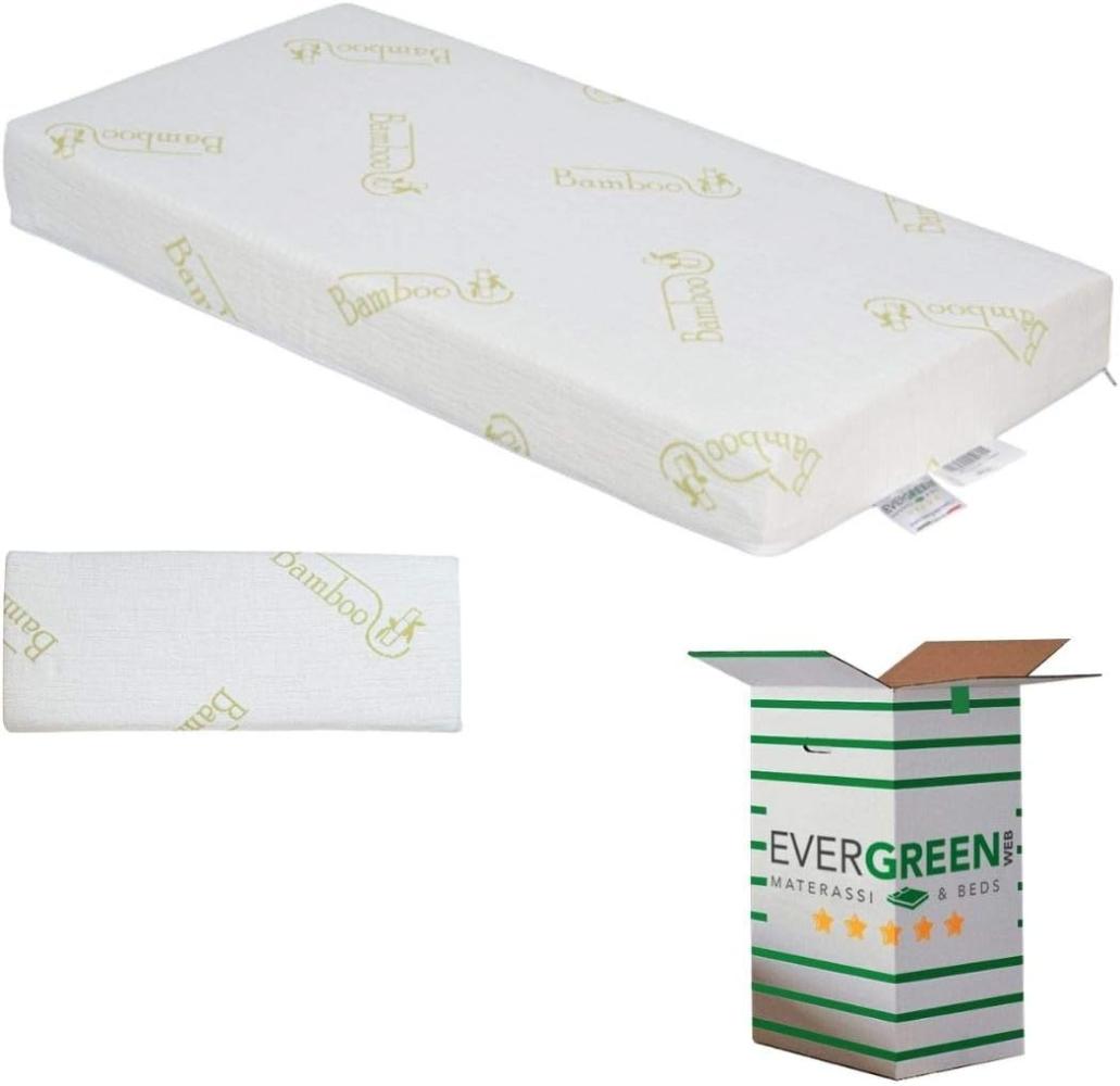 EVERGREENWEB 💚 Baby Matratze 70x140 aus Latex und WATERFOAM, 12 cm Hoch + Kissen KOSTENLOS Anti-Erstickung, Abnehmbarer Bamboo Bezug, Kinderbett Anallergisch, Waschbar | Bamby Bild 1