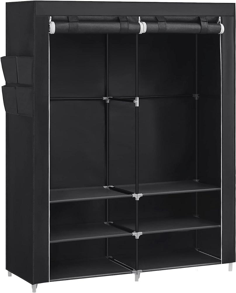 Songmics Stoffschrank, Kleiderschrank, 45 x 127 x 176 cm, 2 Hängefächer, mit Ablagen, 4 Seitentaschen, viel Platz, für Schlafzimmer, Wohnzimmer, schwarz RYG008B02 Bild 1