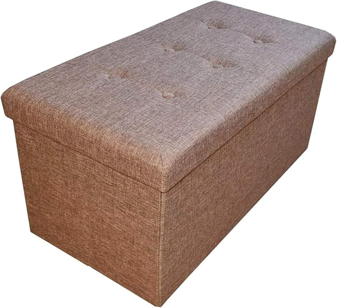 Style home Sitzbank Sitzhocker mit Stauraum, Faltbare Sitztruhe Fußbank Aufbewahrungsbox Polsterbank, belastbar bis 300kg, Leinen, 76 * 38 * 38 cm (Braun) Bild 1