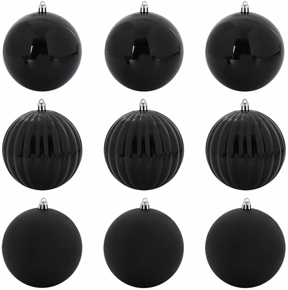 vidaXL Weihnachtskugel-Set 9 pcs Schwarz Kunststoff 42018858 Bild 1