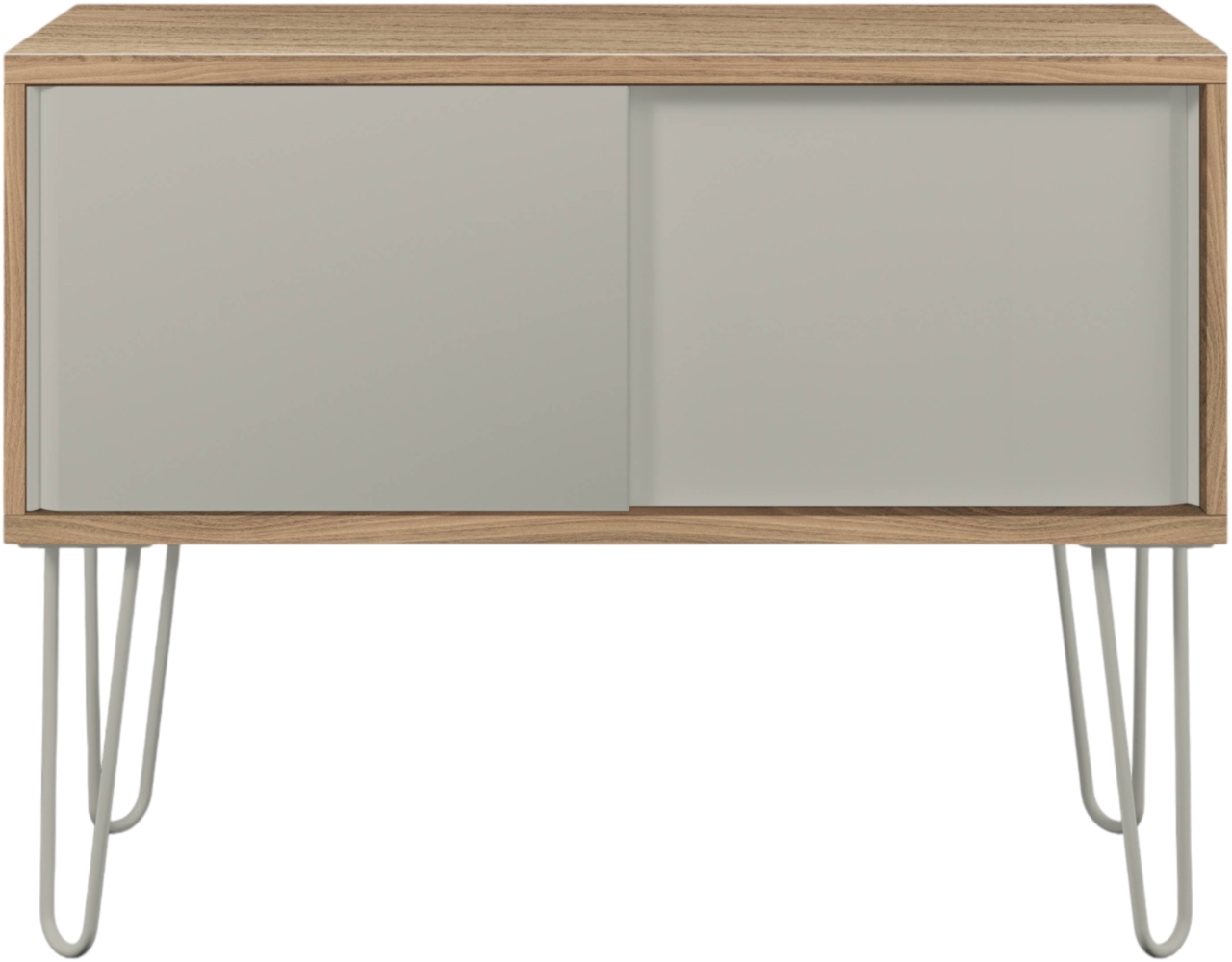 Bisley MultiRange Sideboard in Nussbaum-Lichtgrau - Büroschrank mit Schiebetüren 100cm breit, Retro-Design Kommode aus Holz & Metall, Schrank für Ordner, Bücher & Büro-Material, MS1007H-NW-645 Bild 1