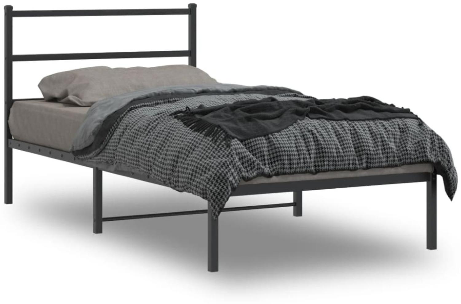 vidaXL Bettgestell mit Kopfteil Metall Schwarz 100x190 cm 355359 Bild 1