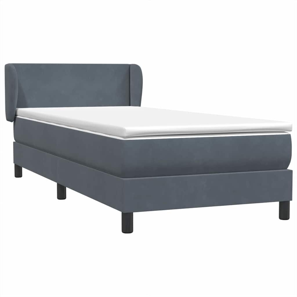vidaXL Boxspringbett mit Matratze Dunkelgrau 90x220 cm Samt 3317386 Bild 1