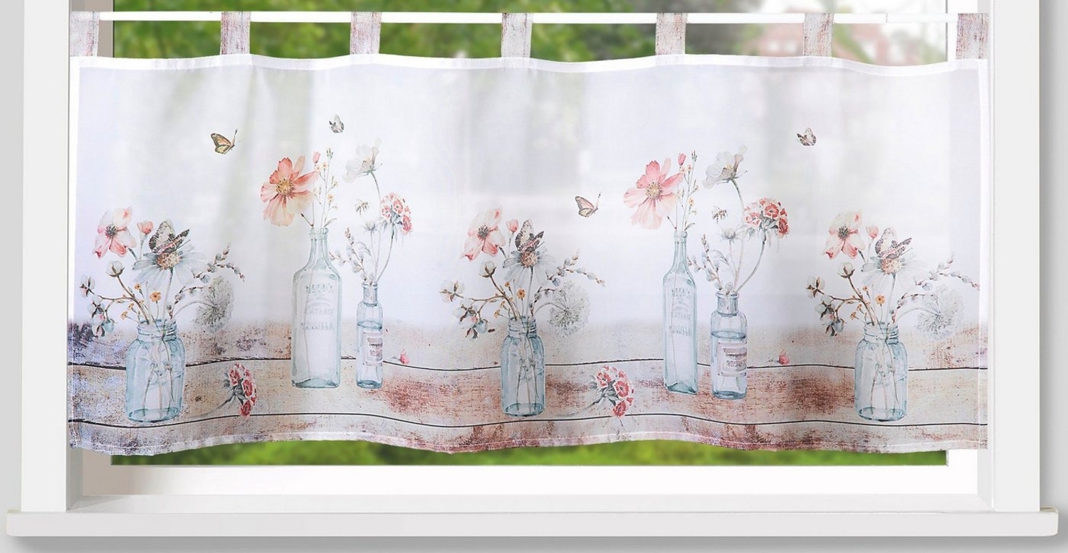 Weckbrodt Scheibengardine Alva, Schlaufen (1 St), halbtransparent, Voile, Bistro, Voile, bedruckt, floral, HxB 45x120cm, Gardine, Store Bild 1