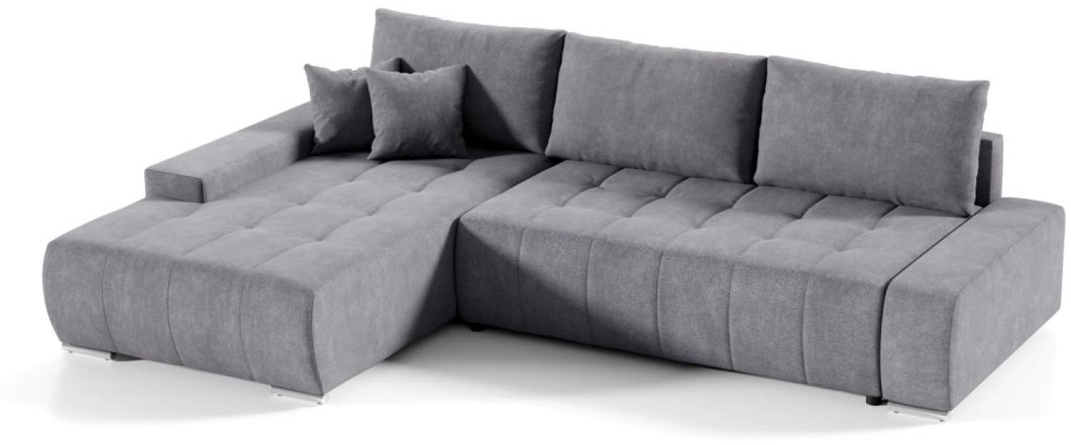 Ecksofa Sofa mit Schlaffunktion VOGAR Stoff Aston Dunkelgrau Ottomane Links Bild 1