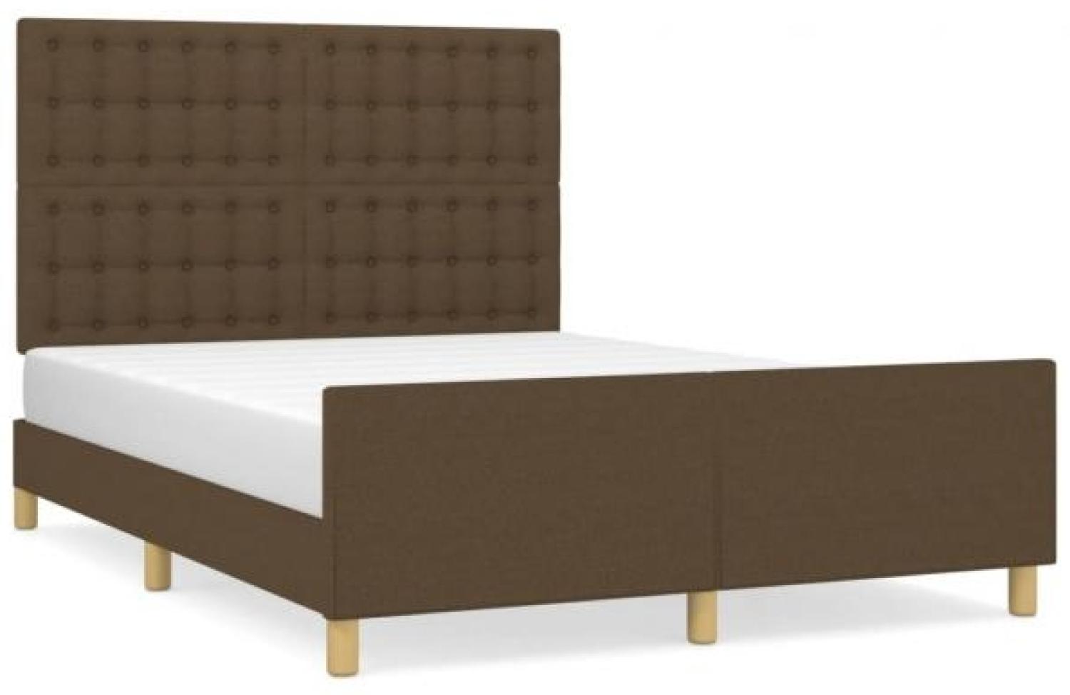 Doppelbett mit Kopfteil Stoff Dunkelbraun 140 x 200 cm Bild 1