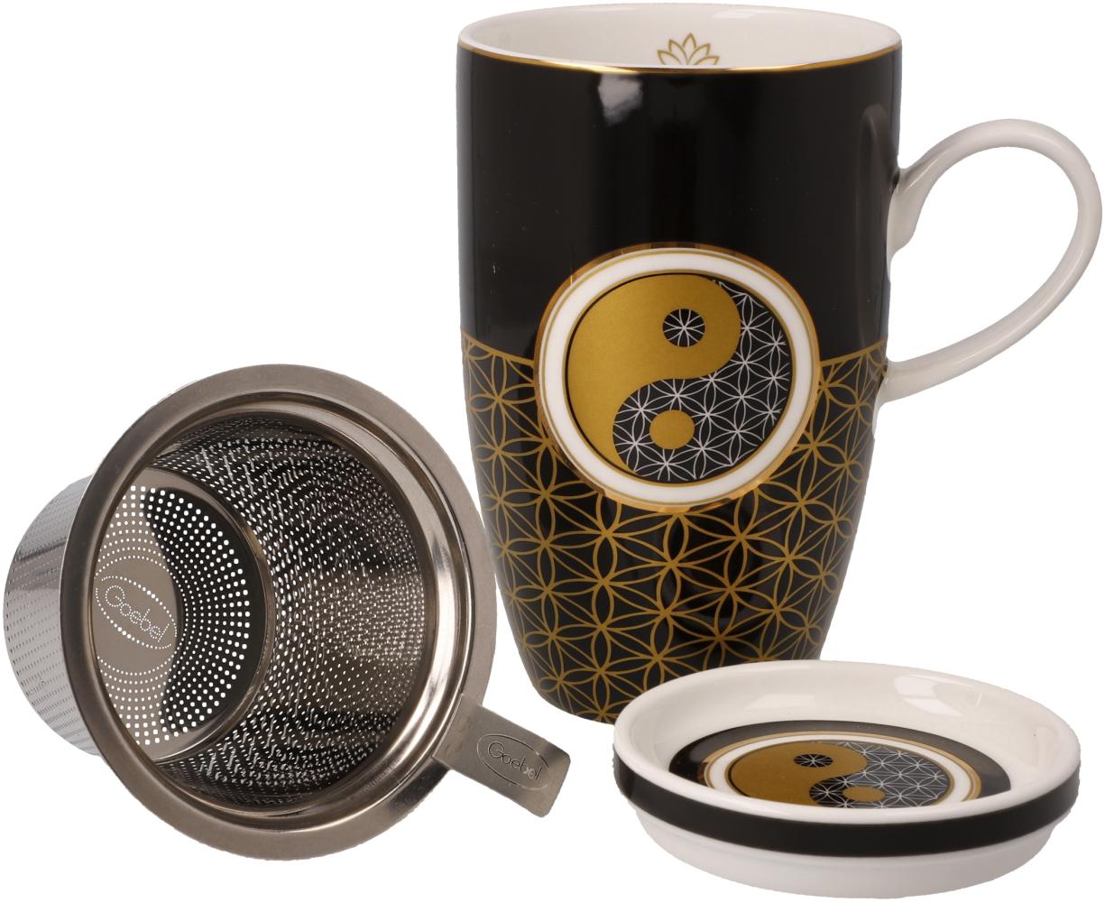 Goebel Teetasse mit Deckel und Sieb Yin Yang Schwarz, Lotus Becher, Fine Bone China, Bunt, 450 ml, 23101751 Bild 1