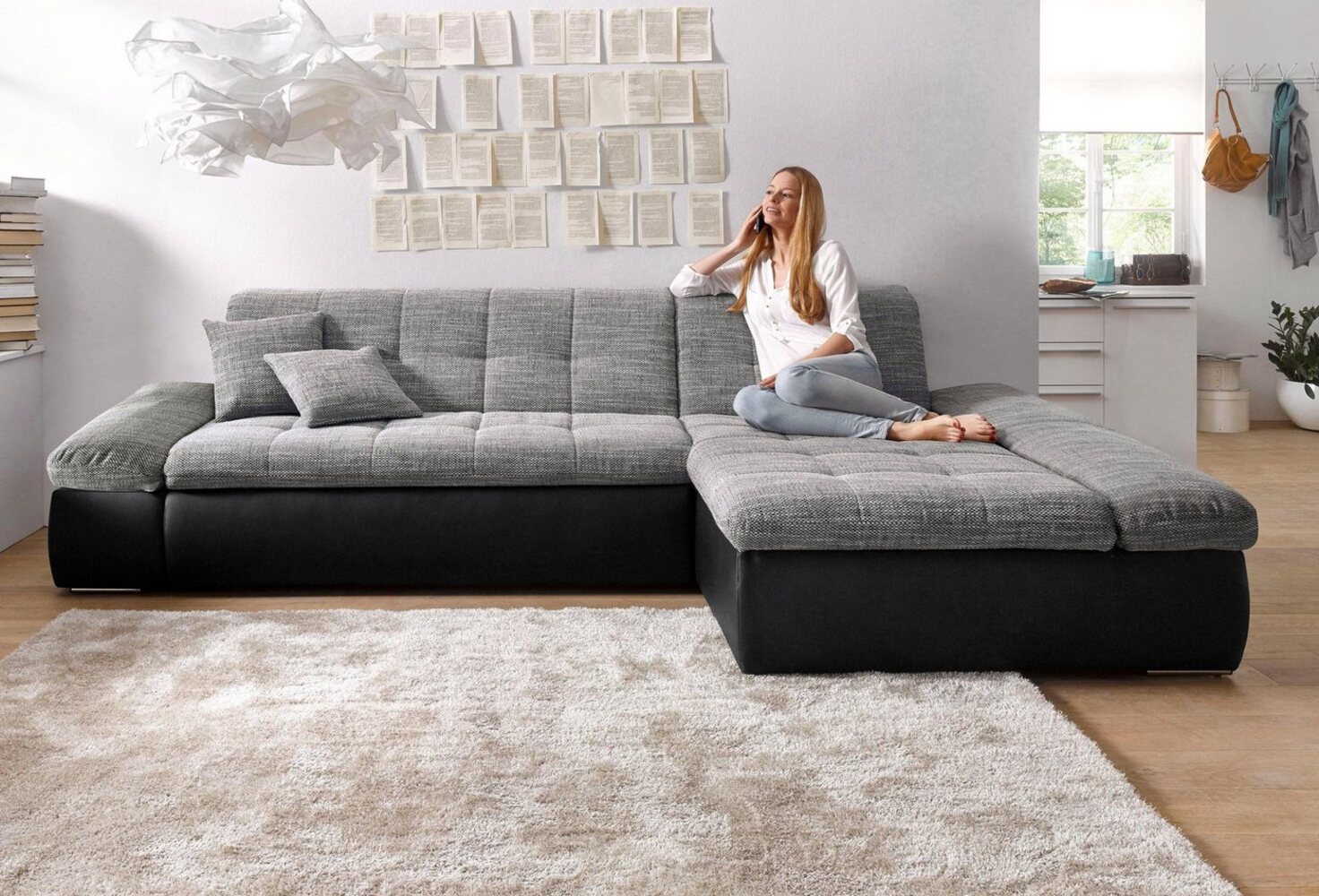 DOMO collection Ecksofa Moric B/T/H 300/172/80 cm, auch in Cord, L-Form, XXL-Format, wahlweise auch mit Bettfunktion und Armverstellung Bild 1