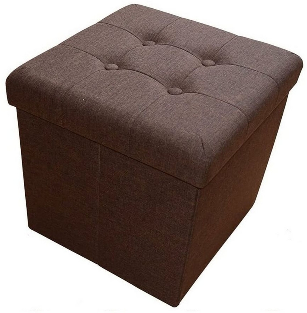 Natsen Sitzhocker mit Stauraum faltbare Sitzwürfel (Sitztruhe aus Leinen, 38 * 38 * 38 cm Dark brown), gepolstert Sitzbank Fußhocker für Wohnzimmer Schlafzimmer Bild 1