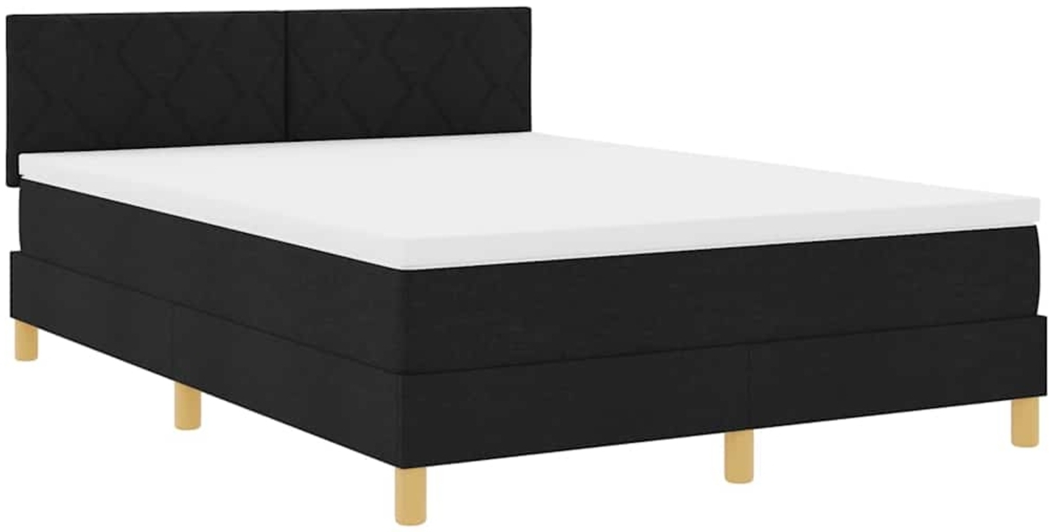 vidaXL Boxspringbett mit Matratze Schwarz 140 x 200 cm Stoff 3342522 Bild 1